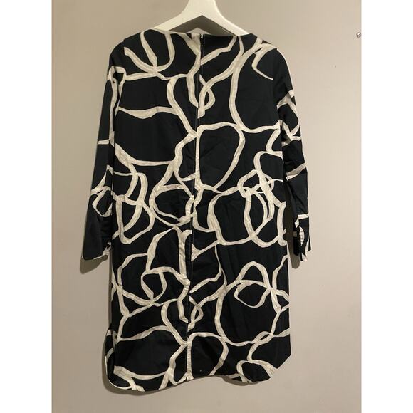 COS Mini Dress Navy Abstract‎ Print Voluminous A-Line Hi Low Long Sleeve US4 - Picture 9 of 9